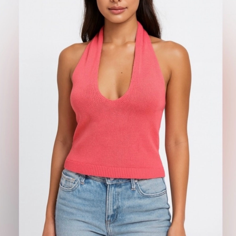525 America Halter Neck Knit Y2K Top Size XS